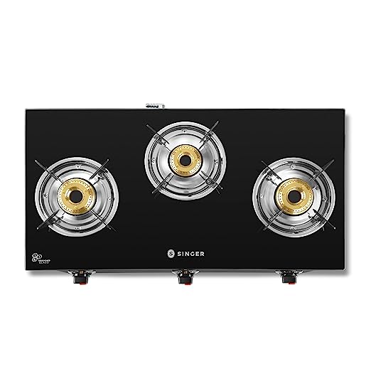 Singer 3 Burner Gas Stove Glass Top Manual Ignition - Maxilite 3GL (Black) Singer 3 Burner Gas Stove Glass Top Manual Ignition - Maxilite 3GL (Black)